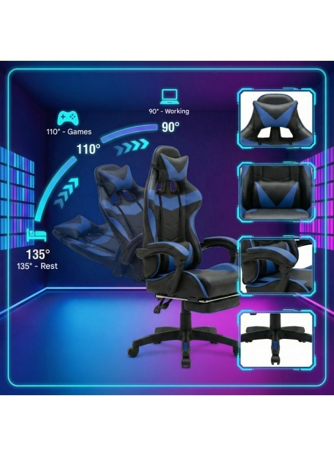 rayze Gaming Chair Adjustable Computer Chair Pc Office Pu Leather High Back Lumbar Support Comfortable Armrest Headrest - Image 2
